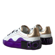 Dolce & Gabbana White Leather Portofino Low Top Sneakers Shoes
