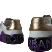 Dolce & Gabbana White Leather Portofino Low Top Sneakers Shoes