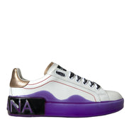 Dolce & Gabbana White Leather Portofino Low Top Sneakers Shoes