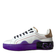 Dolce & Gabbana White Leather Portofino Low Top Sneakers Shoes