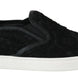 Dolce & Gabbana Black Lace Leather Logo Flat Slip-On Sneakers