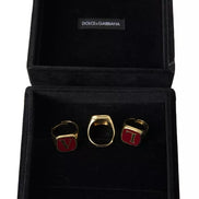 Dolce & Gabbana Gold Brass LOVE Enamel Set of 3 Ring