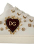 Dolce & Gabbana Λευκά Δερμάτινα Χρυσά Κόκκινη Καρδιά Αθλητικά Παπούτσια
