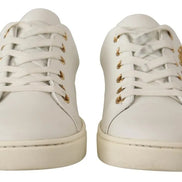 Dolce & Gabbana White Leather Gold Red Heart Sneakers Shoes