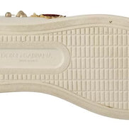 Dolce & Gabbana White Leather Gold Red Heart Sneakers Shoes