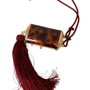 Μίνι Τσάντα Μακιγιάζ Dolce & Gabbana Καφέ Λεοπάρ με Καθρέφτη και Φούντα