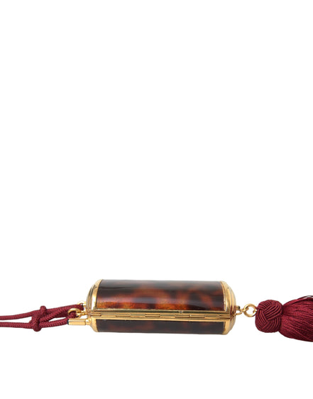 Μίνι Τσάντα Μακιγιάζ Dolce & Gabbana Καφέ Λεοπάρ με Καθρέφτη και Φούντα