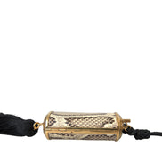 Μίνι Τσάντα Μακιγιάζ Dolce & Gabbana Μπεζ Εξωτικό Δέρμα με Καθρέφτη και Φούντα