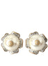 Dolce & Gabbana Gold Tone Maxi Faux Pearl Floral Clip-on Jewelry Earrings