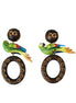 Dolce & Gabbana Multicolor Parrot Wood Brass Crystal Embellished Earrings