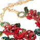 Dolce & Gabbana Gold Brass Link Chain RosePetal Crystal Pendant Necklace