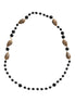 Dolce & Gabbana Gold Tone Brass Black Printed Beaded Long Chain Necklace