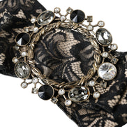 Dolce & Gabbana Black Lace Crystal Handmade Brooch Hair Pin