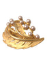 Dolce & Gabbana Gold Brass Leaf Embellished Jewelry Brooch Hair Pin