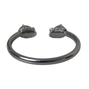 Nialaya Black Rhodium Lion Bangle Bracelet Women
