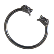 Nialaya Black Rhodium Lion Bangle Bracelet Women