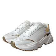 Dolce & Gabbana White Gold DAYMASTER Leather Sneakers Shoes