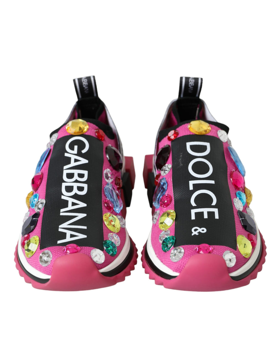 Dolce & Gabbana Ροζ Αθλητικά Παπούτσια Sorrento με Κρύσταλλα