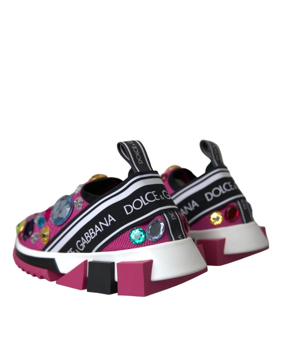 Dolce & Gabbana Ροζ Αθλητικά Παπούτσια Sorrento με Κρύσταλλα