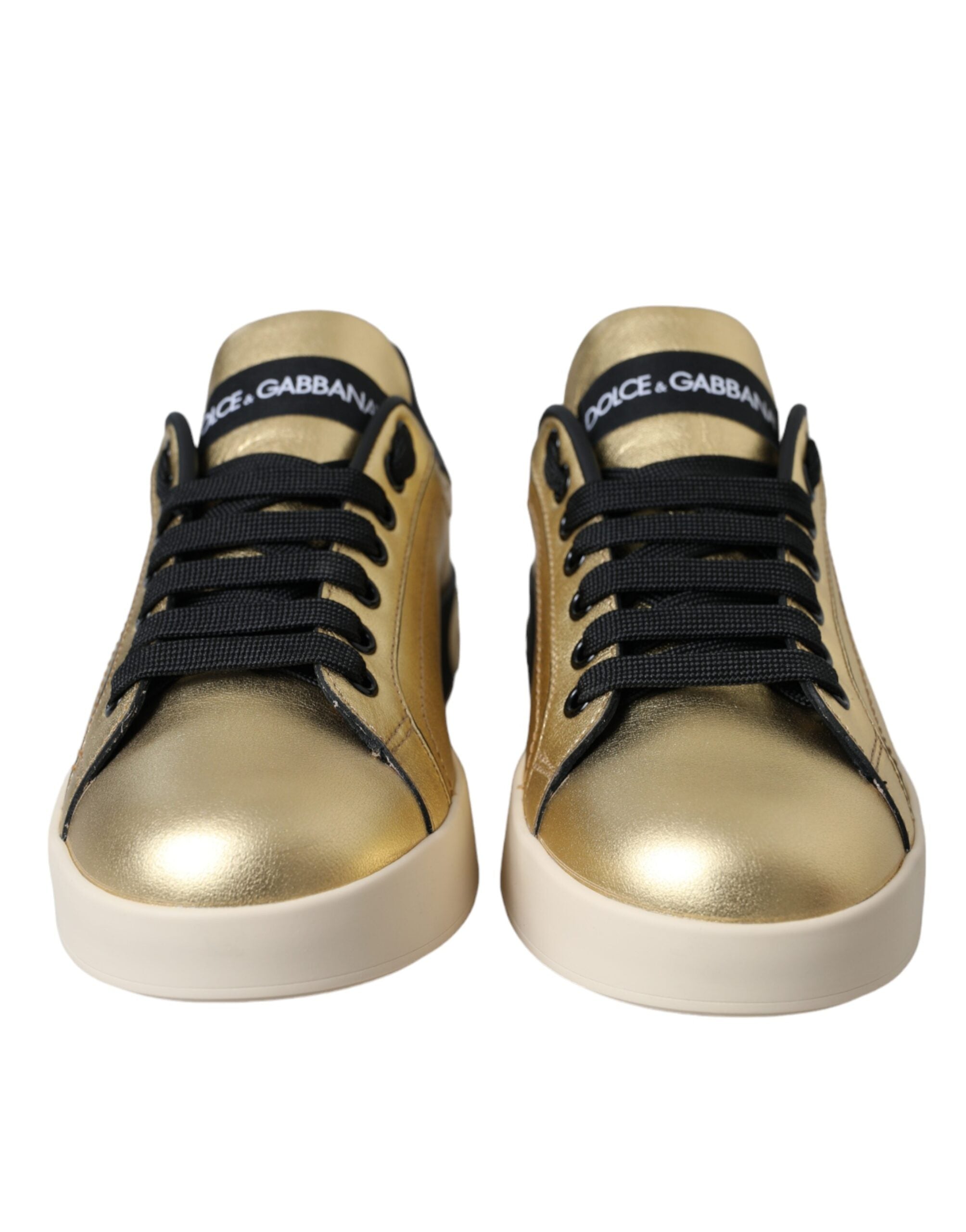 Γυναικεία Παπούτσια Dolce & Gabbana Gold Portofino Calf Leather Sneakers