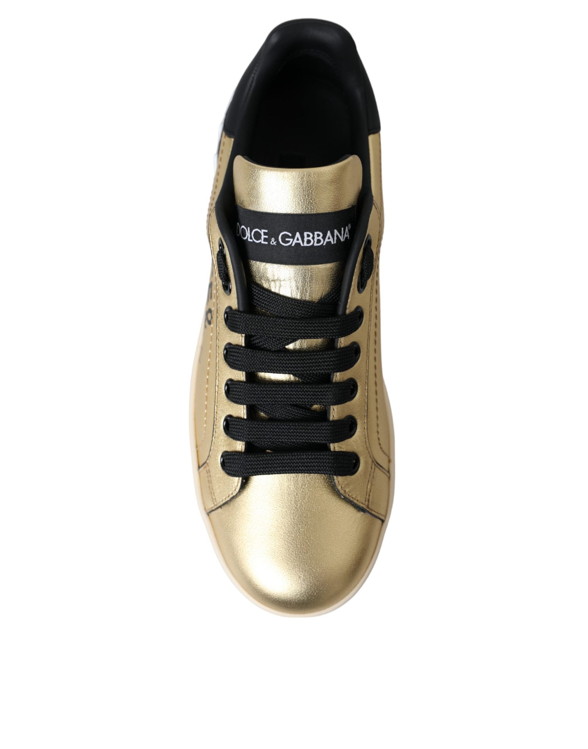 Γυναικεία Παπούτσια Dolce & Gabbana Gold Portofino Calf Leather Sneakers