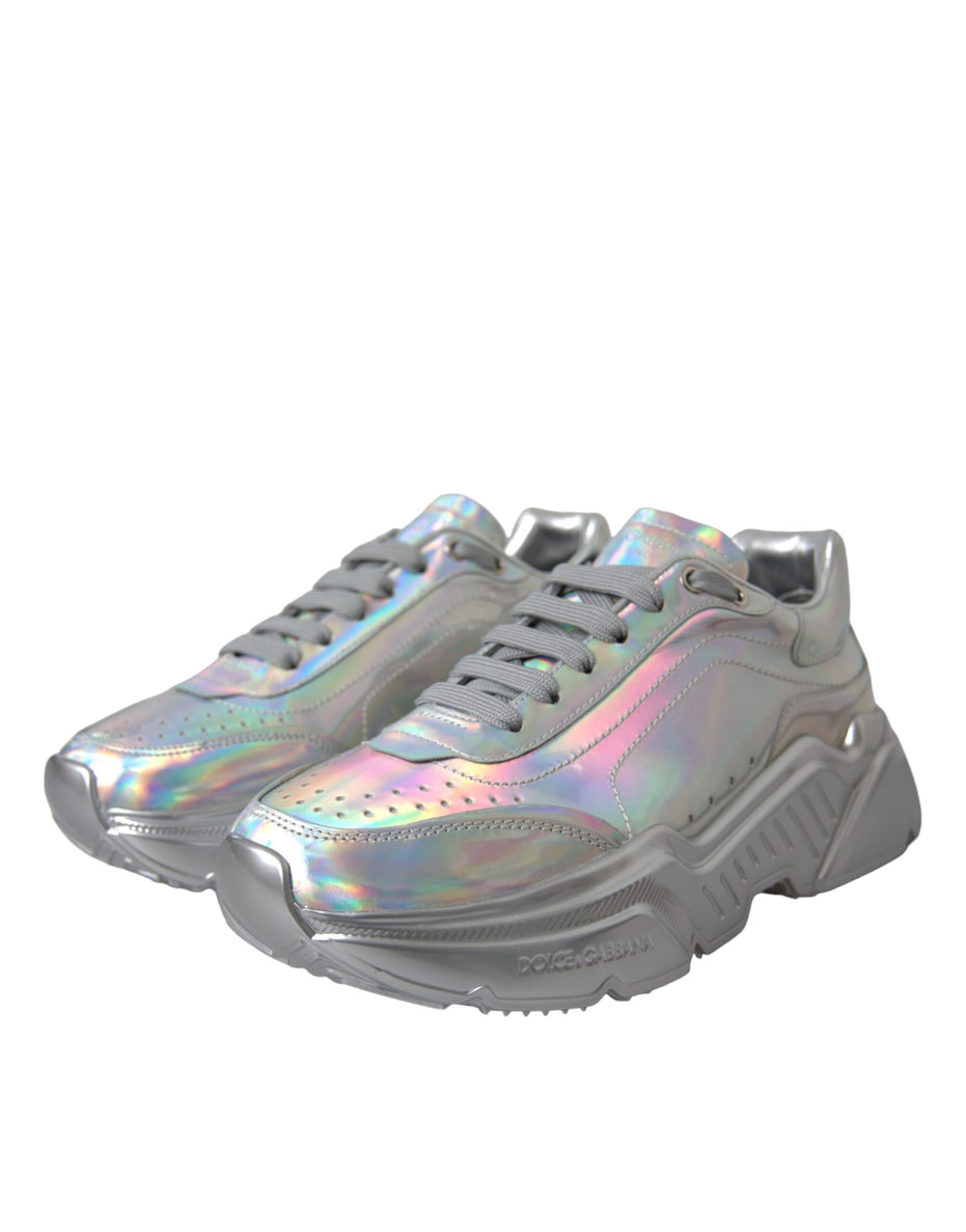 Dolce & Gabbana Ασημί Ιριδίζοντα Δερμάτινα Sneakers Παπούτσια DAYMASTER