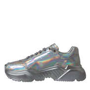 Dolce & Gabbana Silver Iridescent DAYMASTER Leather Sneakers Shoes