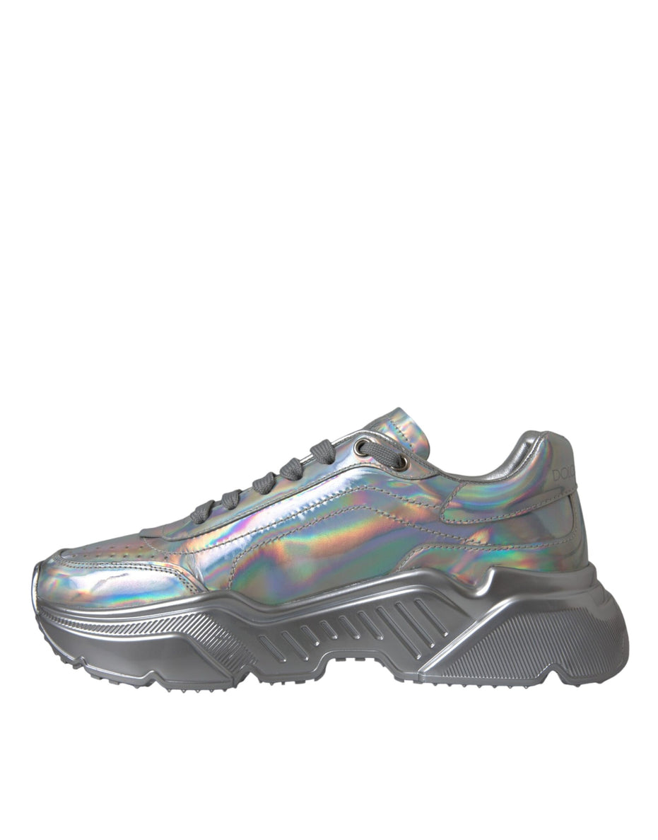 Dolce & Gabbana Ασημί Ιριδίζοντα Δερμάτινα Sneakers Παπούτσια DAYMASTER