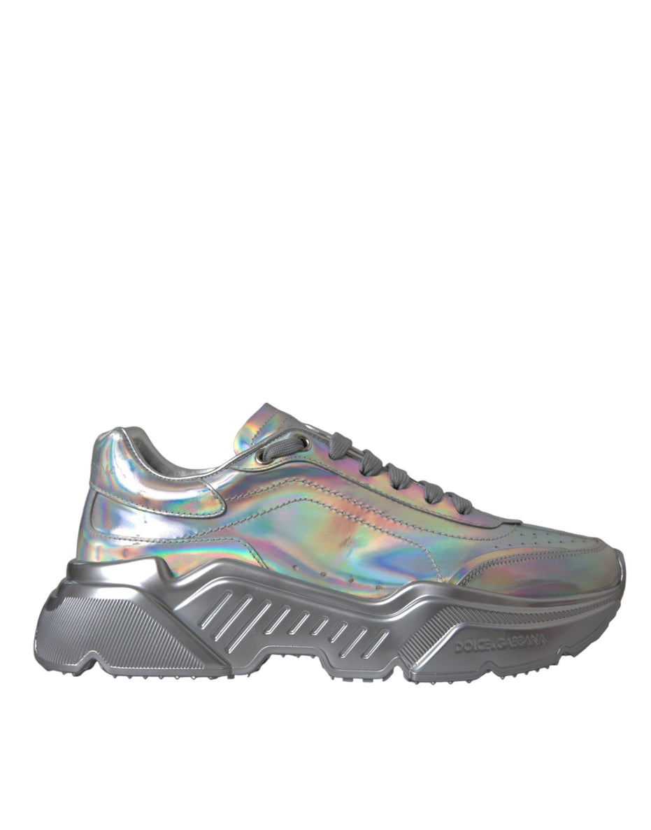 Dolce & Gabbana Ασημί Ιριδίζοντα Δερμάτινα Sneakers Παπούτσια DAYMASTER