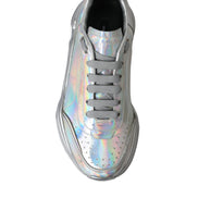 Dolce & Gabbana Silver Iridescent DAYMASTER Leather Sneakers Shoes
