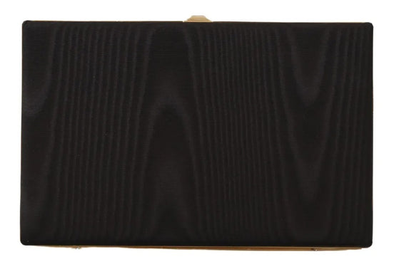 Dolce & Gabbana Black Silk Gold Frame Clutch Evening Party Purse Bag