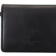Dolce & Gabbana Black Leather Bifold Shoulder Sling Women Wallet