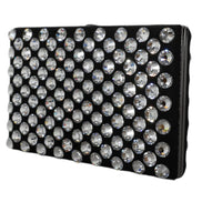 Dolce & Gabbana Black Velvet Crystal Clutch Evening Party Purse Bag