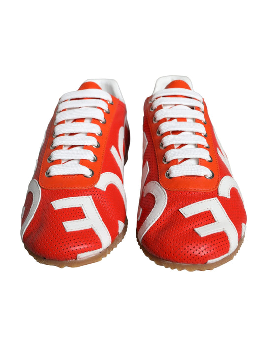 Casual sneakers Dolce & Gabbana κόκκινα και λευκά με δερμάτινο λογότυπο