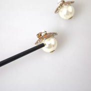 Dolce & Gabbana Gold Tone Maxi Faux Pearl Floral Clip-on Jewelry Earrings