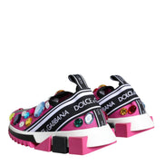 Dolce & Gabbana Pink Sorrento Crystals Low Top Sneakers Shoes