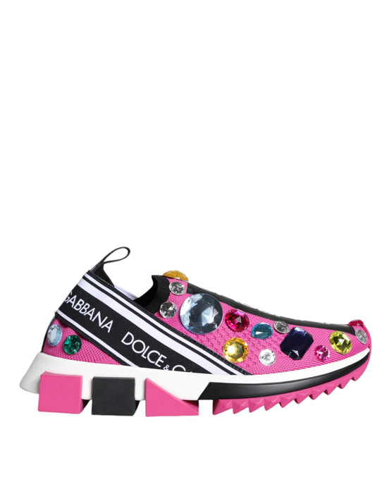 Dolce & Gabbana Ροζ Sneakers Sorrento με Κρύσταλλα Χαμηλού Ύψους