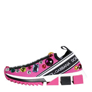 Dolce & Gabbana Pink Sorrento Crystals Low Top Sneakers Shoes