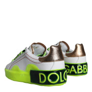 Dolce & Gabbana White Leather Portofino Low Top Sneakers Shoes