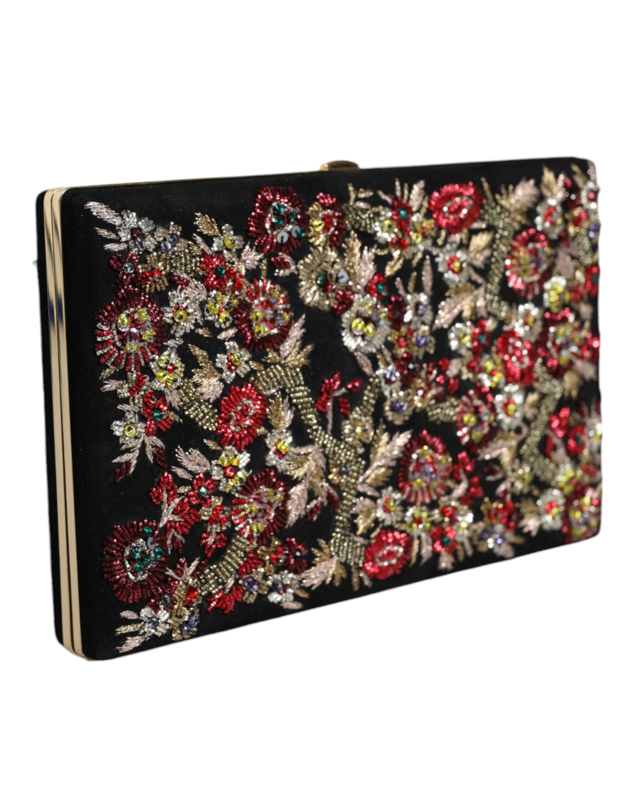 Dolce & Gabbana Πολύχρωμο Φλοράλ Χρυσό Πλαίσιο Τσαντάκι Βραδινή Τσάντα