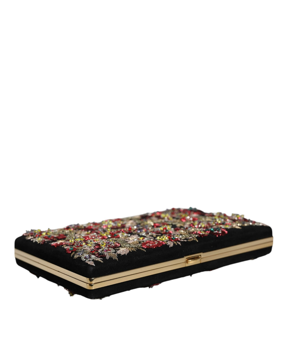 Dolce & Gabbana Πολύχρωμο Φλοράλ Χρυσό Πλαίσιο Τσαντάκι Βραδινή Τσάντα