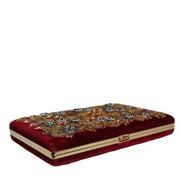 Dolce & Gabbana Red Velvet Gold Frame Clutch Evening Party Purse Bag