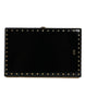Dolce & Gabbana Μαύρο Δερμάτινο Τσαντάκι Βραδινό Clutch με Καρφιά και Χρυσό Πλαίσιο