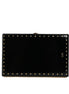 Dolce & Gabbana Μαύρο Δερμάτινο Τσαντάκι Βραδινό Clutch με Καρφιά και Χρυσό Πλαίσιο
