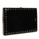 Dolce & Gabbana Μαύρο Δερμάτινο Τσαντάκι Βραδινό Clutch με Καρφιά και Χρυσό Πλαίσιο
