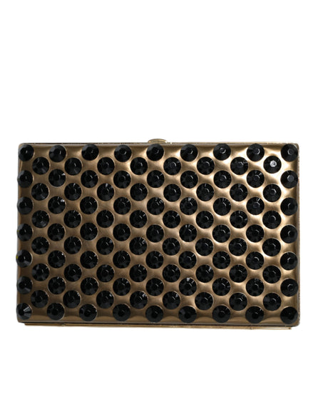 Dolce & Gabbana Χρυσή Κρυστάλλινη Bifold Βραδινή Τσάντα Συμπλέκτη Γυναικεία