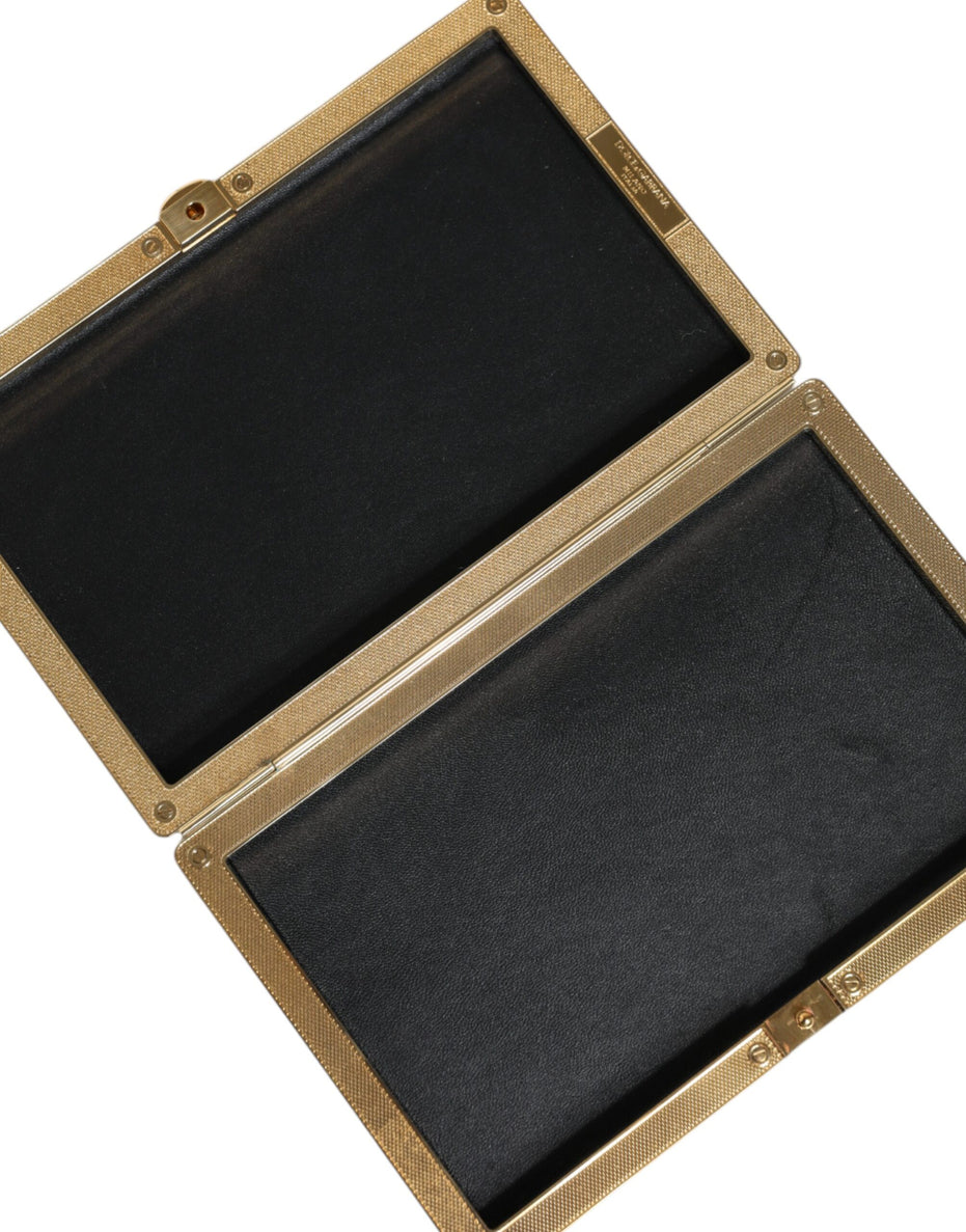 Dolce & Gabbana Χρυσή Κρυστάλλινη Bifold Βραδινή Τσάντα Συμπλέκτη Γυναικεία