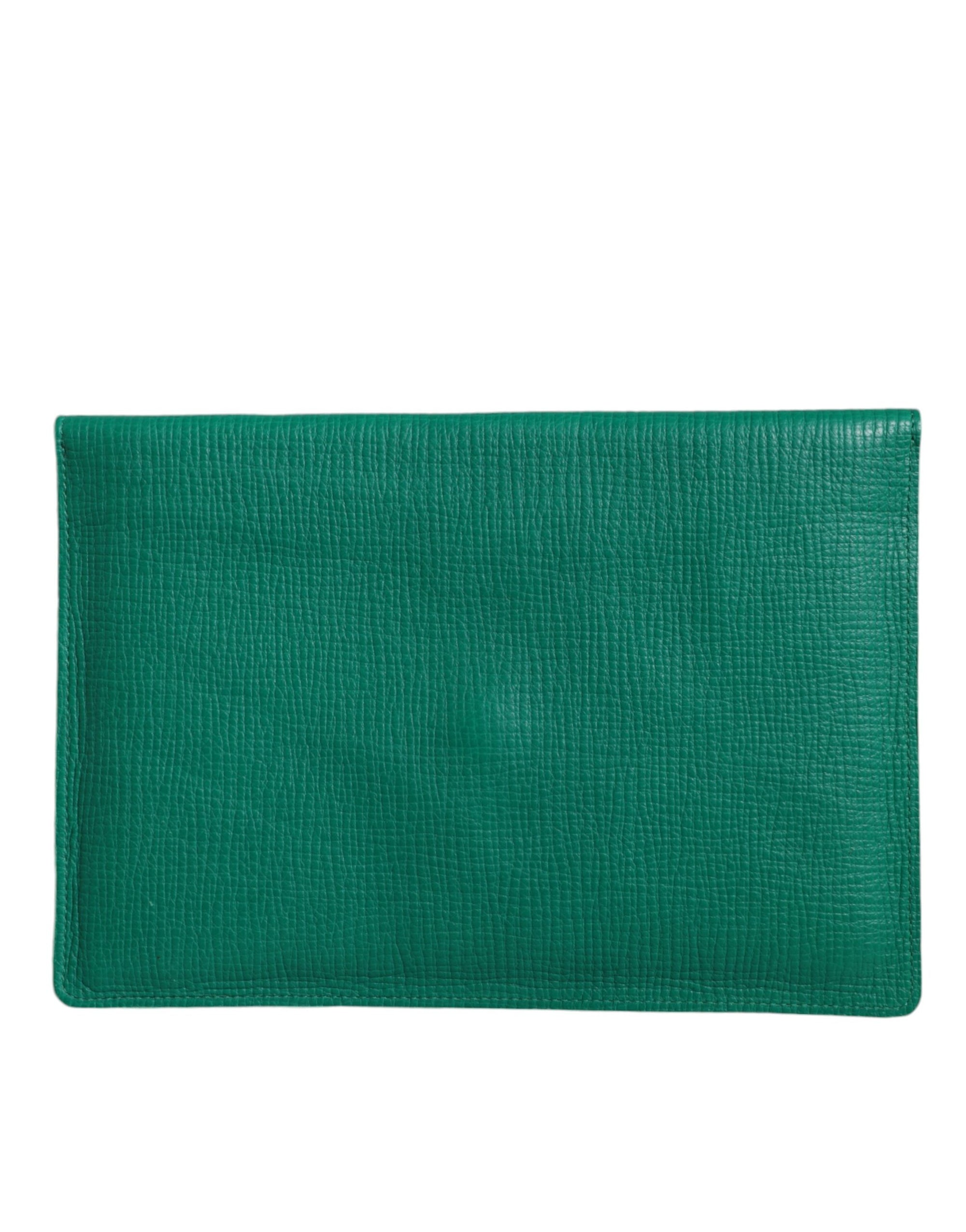 Τσάντα Dolce & Gabbana πράσινη από δέρμα clutch μίνι τσάντα θήκη για tablet