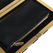 Dolce & Gabbana Black White Gold Frame Clutch Evening Party Purse Bag