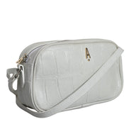 Aniye By White Croc Print Leather Crossbody Sling Bag